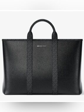 Michael Kors Cooper Medium Pebbled Leather and Signature Logo Tote Bag